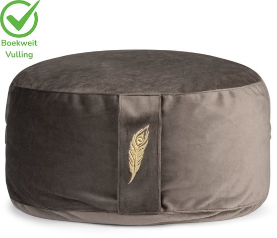 MindBaas - Meditatiekussen - Eco - Velvet - Donkergrijs - Dubbel Gestikt - 15 x 33 cm (hoogte x diameter) - Yoga kussen - Yogakussen van Merkloos