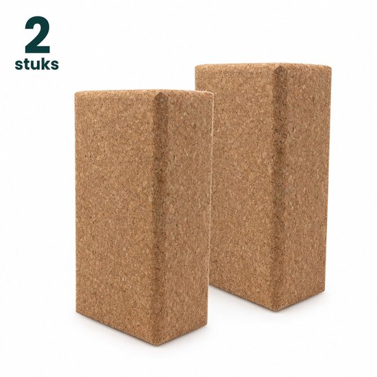 MindBaas - Yoga Blok - 2 stuks - Premium Portugees Kurk - Duurzaam & Lange Levensduur - Antislip - Yoga Blokken Set Kurk - Cork Yoga Blocks van MindBaas