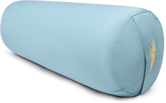 MindBaas - Yoga Bolster - Eco - Cyaan Blauw - Dubbel Gestikt - 60 x 20 cm (lengte x diameter) - Yoga Kussen van MindBaas