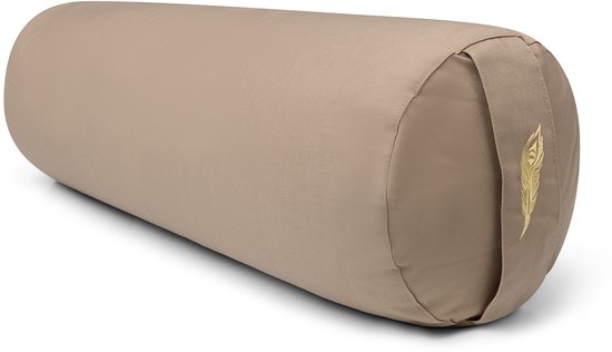 MindBaas - Yoga Bolster - Eco - Desert Bruin - Dubbel Gestikt - 60 x 20 cm (lengte x diameter) - Yoga Kussen van Merkloos