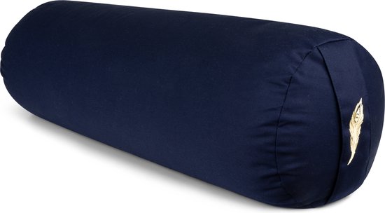 MindBaas - Yoga Bolster - Eco - Donkerblauw - Dubbel Gestikt - 60 x 20 cm (lengte x diameter) - Yoga Kussen van MindBaas