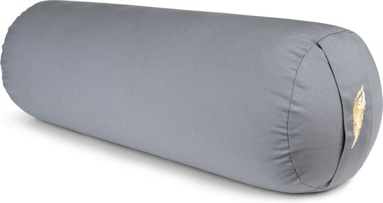 MindBaas - Yoga Bolster - Eco - Grijs - Dubbel Gestikt - 60 x 20 cm (lengte x diameter) - Yoga Kussen van MindBaas