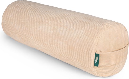 MindBaas - Yoga Bolster - Eco - Rib - Crème - Dubbel Gestikt - 60 x 20 cm (lengte x diameter) - Yoga Kussen van MindBaas