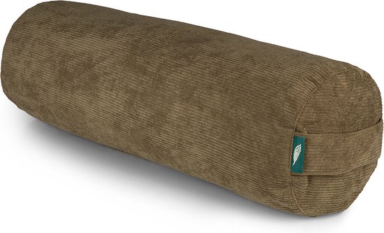 MindBaas - Yoga Bolster - Eco - Rib - Donkergroen - Dubbel Gestikt - 60 x 20 cm (lengte x diameter) - Yoga Kussen van MindBaas