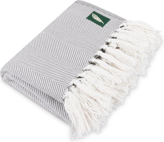MindBaas - Yoga deken - Meditatie Deken - Wit/Grijs - Eco - 120 x 190 cm (breedte x lengte) - Katoen van MindBaas