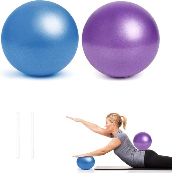 Mini Fitness Ball Set van 25 cm voor Pilates en Yoga - 2 Stuks in Blauw en Paars - Ideaal voor Core Training, Balans en Flexibiliteit Thuis en in de Studio van MINI