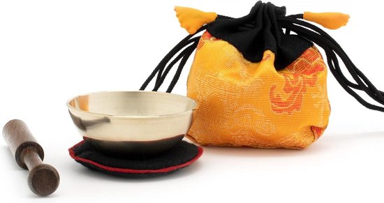 Mini klankschaal met accessoires in zakje - geel - 5085 van Spiru
