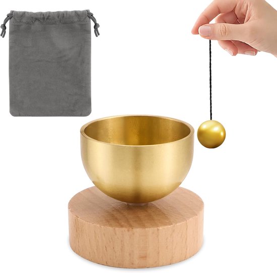 Mini messing klankschaalset - Klank Schaal - Mini klankschaalset - met messing bel - handgemaakte kleine Tibetaanse klankschaal - met kussen - 3-in-1 meditatietool - Geschikt voor geluidstherapie - aromatherapie en mindfulness - Mooie cadeaus van Yogi & Yogini