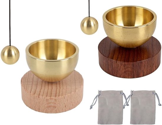 Mini Singing Bowl Set voor Meditatie en Ontspanning, Inclusief Kussens en Klokken, Perfect voor Yoga en Mindfulness, 2 Stuks