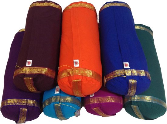 Mini Yoga Bolster - Steun Kussen - Herstellende Yoga - Afneembare Hoes - 39cm x 15cm - Aubergine van MINI