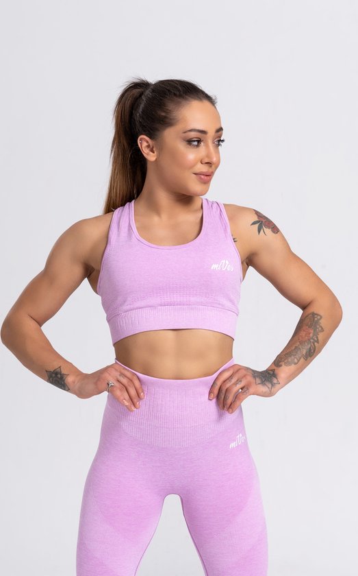 Mives® Sportlegging en Top - Yoga - Fitness set - Scrunch Butt - Dames Legging - Sportkleding - Fashion legging - Broeken - Gym Sports - Legging Fitness Wear - High Waist - LILA - maat S - BRA van Mives®