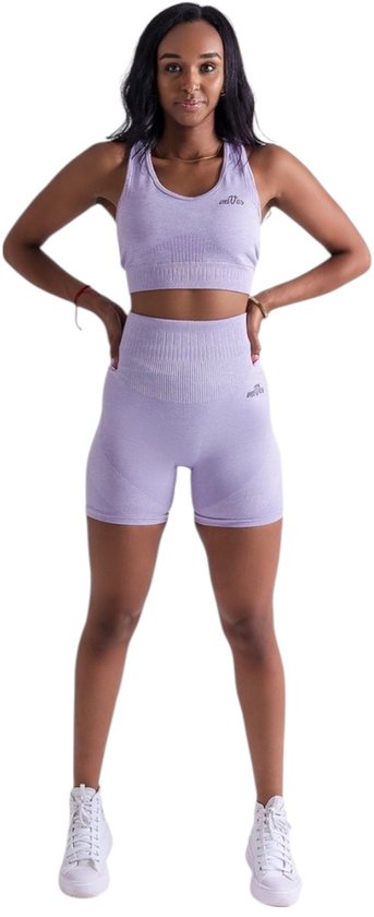 Mives® Sportlegging en Top - Yoga - Fitness set - Scrunch Butt - Dames Legging - Sportkleding - Fashion legging - Broeken - Gym Sports - Legging Fitness Wear - High Waist - SERING PLANT KLEUR - maat L -SHORT & BRA van Mives®