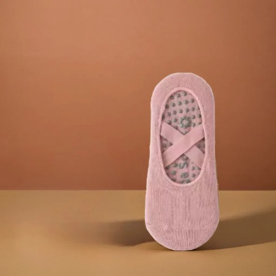 MOONOVA - Yoga Socks - Anti-slip Grip voor Pilates, Ballet & Dans Laag - OneSize – Roze van MOONOVA