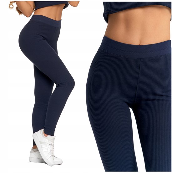 Moraj - Sportlegging - Prążkowane - Bawełniane - Hoog Talia van Merkloos