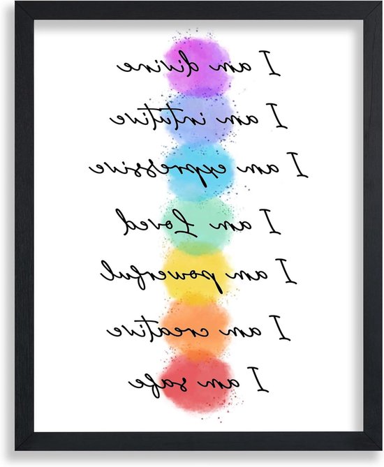Motiverende Poster - Spirituele Print - Yoga Meditatie - Aquarel Stijl - 20x25 cm - Kleurrijk