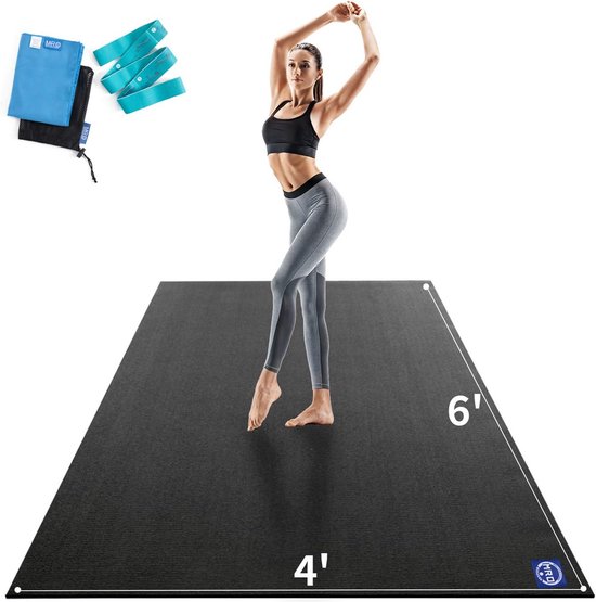 MRO Grote yogamat - 6 'x 4' x 9 mm extra dik, ultra comfortabel, niet-toxisch, antislip, blote voeten oefenmat