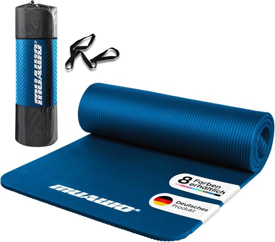 Muawo Premium trainingsmat, fitnessmat, yogamat, gymnastiekmat, extra dik en extra lang, antislip, tot 190 cm lang x 100 cm breed x 1,5 cm dik