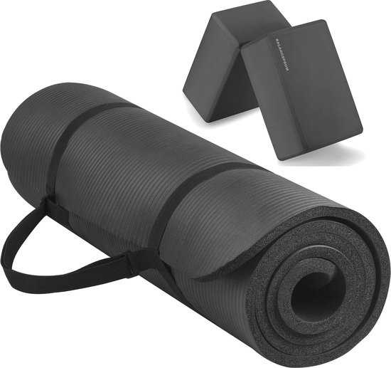 Multifunctionele 1/2 inch extra dikke hoge dichtheid anti-scheur yogamat met draagriem en yogablokken van ProsourceFit