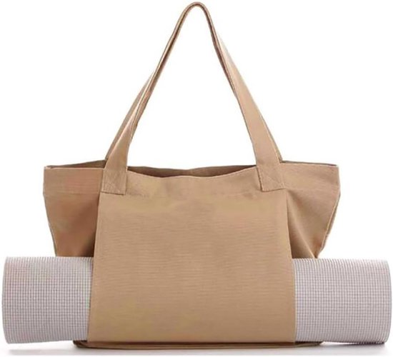 Multifunctionele Yogatas - Luxe Yoga Draagtas & Schoudertas voor Dames - Draagbare Sporttas - Waterafstotend Oxford Doek - Modieus Design - Geschikt voor Studio & Outdoor - Beige van Merkloos