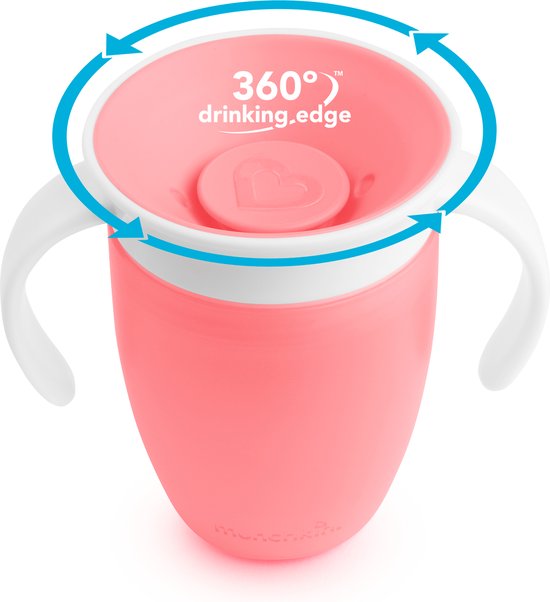 Munchkin Miracle Anti-Lek 360° Drinkbeker - Trainer Cup - Oefenbeker voor Baby en Kind - 207ml - Roze van Munchkin