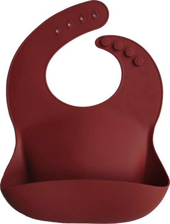 Mushie Siliconen Baby Slabbetje met Opvangbakje | Raw Sienna | BPA ftalaatvrij| afwasbaar|Bibs kleuren| van Mushie