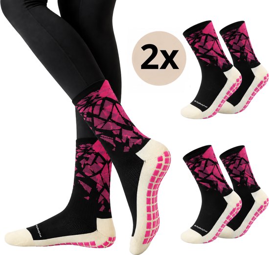 MyBodyFuel - Pilates Sokken - Antislip Sokken met Grip - Yoga Sokken - 2 Paar - One Size - Unisex - Roze