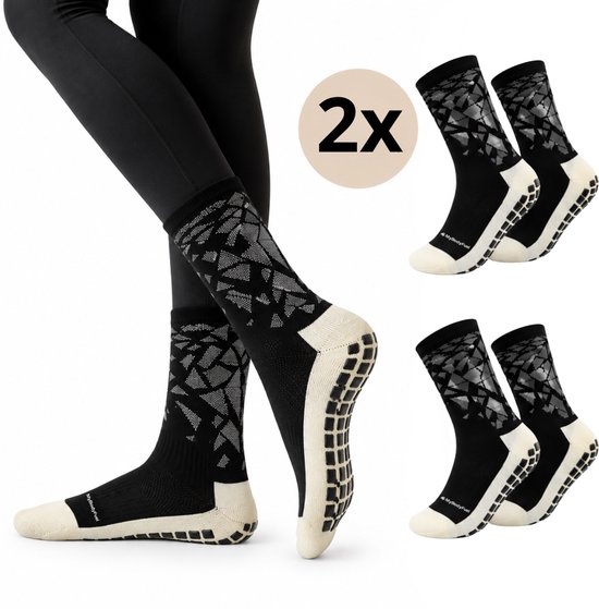 MyBodyFuel - Pilates Sokken - Antislip Sokken met Grip - Yoga Sokken - 2 Paar - One Size - Unisex - Zwart