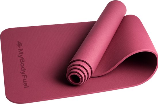 MyBodyFuel Yoga Mat – 6 mm – Donkerroze – Duurzaam TPE – Anti-Slip Fitnessmat van Merkloos