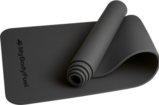 MyBodyFuel Yoga Mat – 6 mm – Zwart – Duurzaam TPE – Anti-Slip Fitnessmat van Merkloos