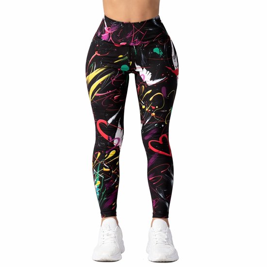 Naadloze legging - Sport en fitness - Graffiti - Hartjes - Mode - Gym - Vrouwen van Merkloos