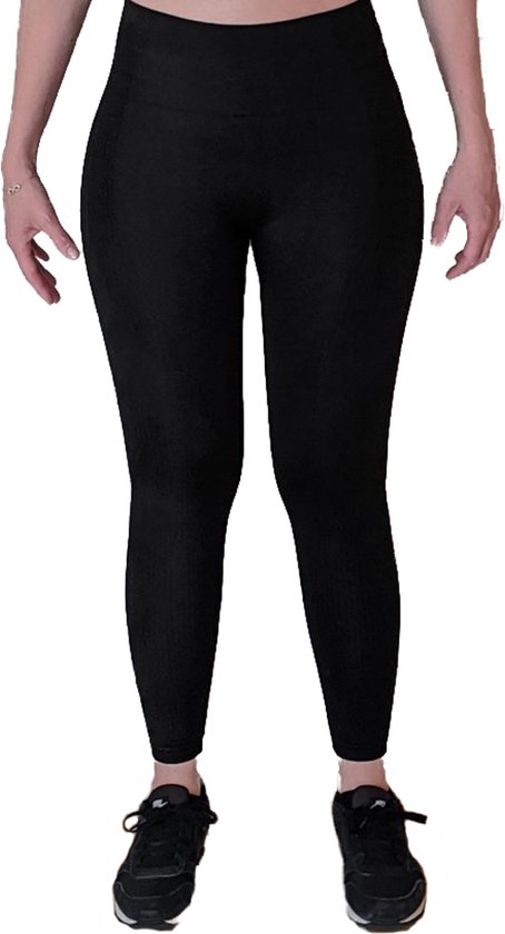 Naadloze sportbroek/-legging met hoge taille voor fitness, yoga, gym - Zwart - Maat S