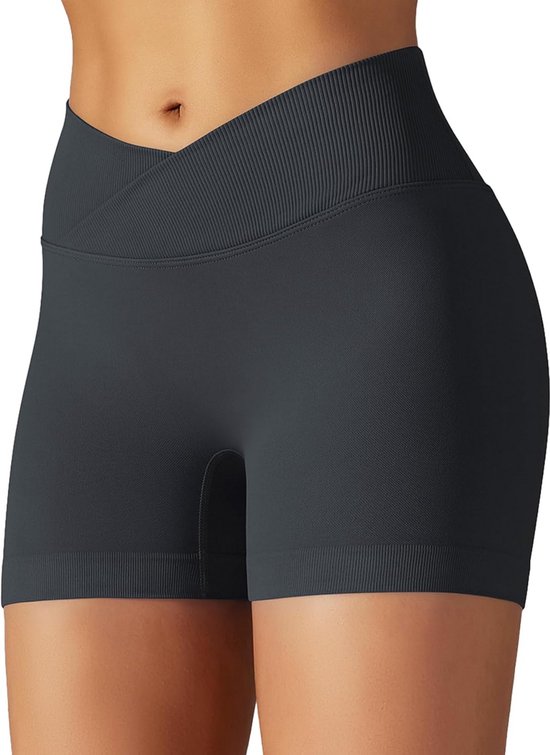 Naadloze Sportshorts Hoge Taille voor Dames - V-Cross Yoga & Gym Legging - Butt Lift Workout Broek