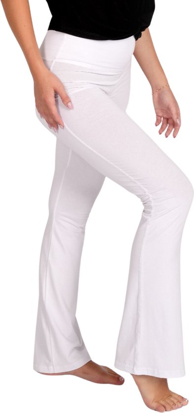 Namastae® Yoga legging dames hoge taille | Yogabroek | Licht uiteenlopend | Wit | Maat 36 | Maat S van Namastae