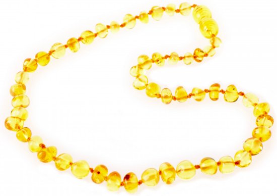 Naturalem - Baltische Barnsteen ketting - 36 cm - baby /kind - honing kleur - Gecertificeerd aan Het Nederlandse Gemmologisch Edelsteen Laboratorium Naturalis - pijn verminderend bij doorkomende tandjes - kraamcadeau - Amber - Kehribar van Naturalem