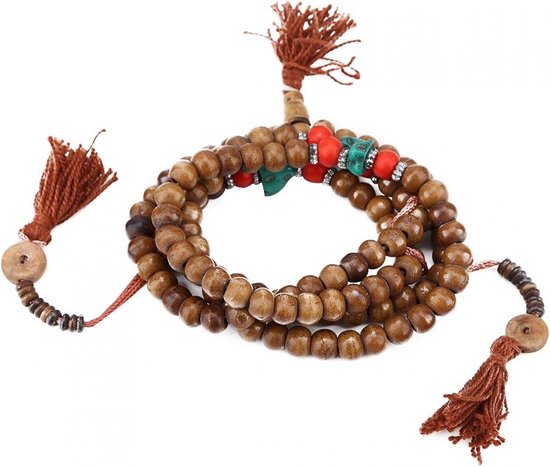 Natuurlijke Gebedskralen 108 Mala Ketting voor Meditatie en Boeddhisme van Merkloos