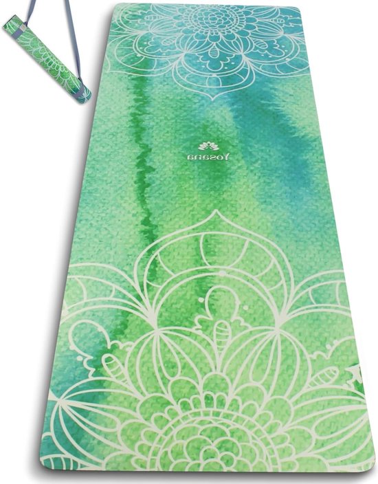 Natuurrubberen yogamat - Antislip en duurzaam met microvezel oppervlak - Snelle opname van zweet - Machinewasbaar - 183 x 68 cm Yogamat van Merkloos