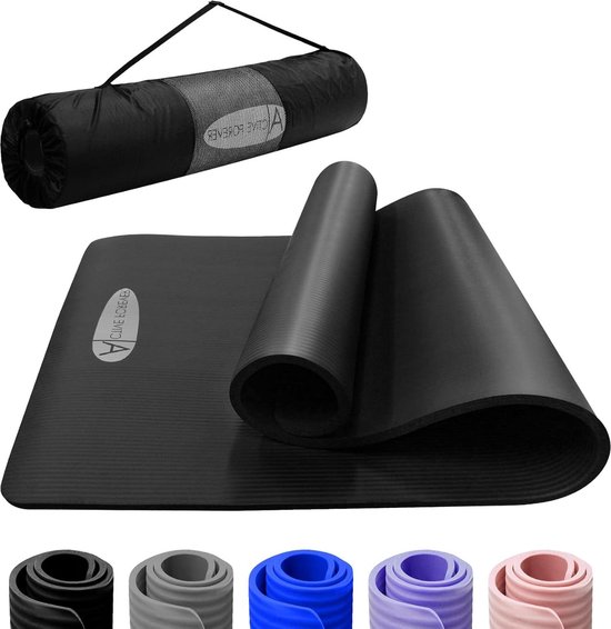 NBR schuim yogamat voor vrouwen en mannen met hoge dichtheid - antislip oefenmat voor yoga pilates HIT met draagtas Yogamat van Merkloos