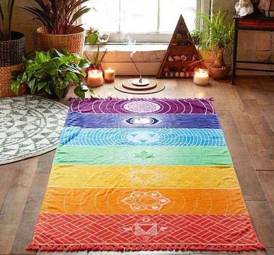 New Age Devi - Chakra kleed - jouw perfecte metgezel voor yoga, meditatie en als wanddecoratie - 150x70 cm - & Symbolen van Merkloos