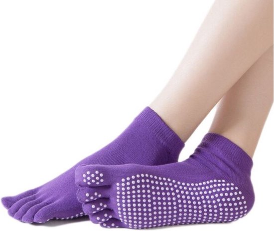 New Age Devi - Teen sokken -Paars - sport - fitness - pilates - yoga - anti slip - slijtvast - ademend van New Age Devi