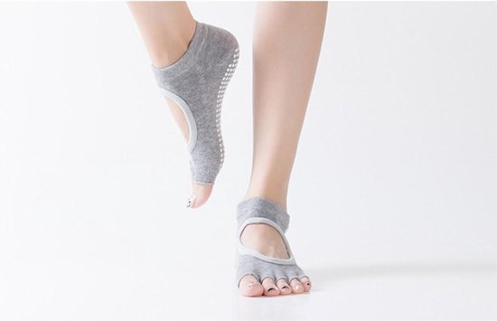 New Age Devi Yoga Anti-slip Sokken 1 Paar Vrouwen Sport Yoga Sokken Grijs Anti Slip Voor Dames Gym Fitness Pilates Dans Sok Professionele Slippers van Merkloos