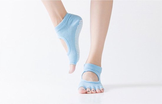New Age Devi Yoga Anti-slip Sokken 1 Paar Vrouwen Sport Yoga Sokken Licht Blauw Anti Slip Voor Dames Gym Fitness Pilates Dans Sok Professionele Slippers van Merkloos
