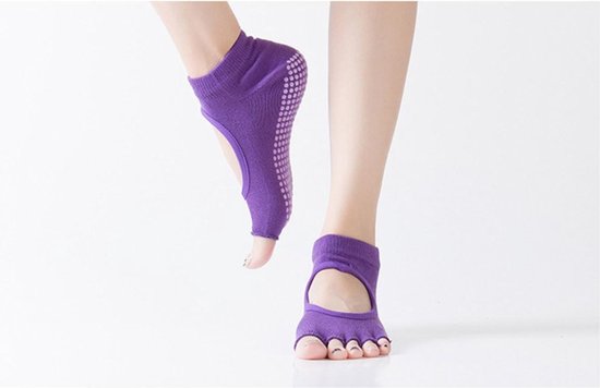 New Age Devi Yoga Anti-slip Sokken 1 Paar Vrouwen Sport Yoga Sokken Paars Anti Slip Voor Dames Gym Fitness Pilates Dans Sok Professionele Slippers van Merkloos