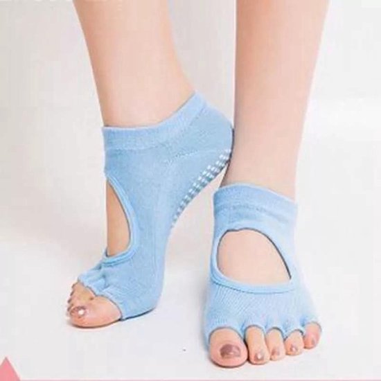 New Age Devi - Yoga- en Pilates - antislip sokken - Licht blauw van Merkloos