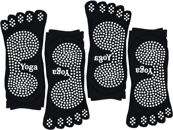 Niet-slip Yoga Sokken voor Dames, 4 Paar Toesokken voor Pilates, Dans en Martial Arts, Ideaal voor Sport en Fitness