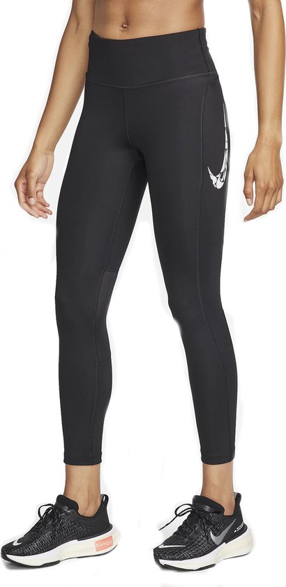 Nike Swoosh Fast Sportlegging Dames Lang Zwart XS/34.