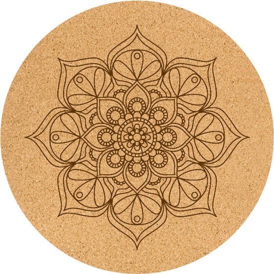 Nixnix® - Yoga Mat Mandala - Zacht Rubber - Kurk - 68cm - Anti-Slip