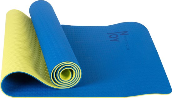 Njoy Your Sports Sportmat - Yogamat - Fitness Mat - Fitnessmat voor Thuis -  Antislip - Blauw/Geel - 183 x 61cm van Njoy
