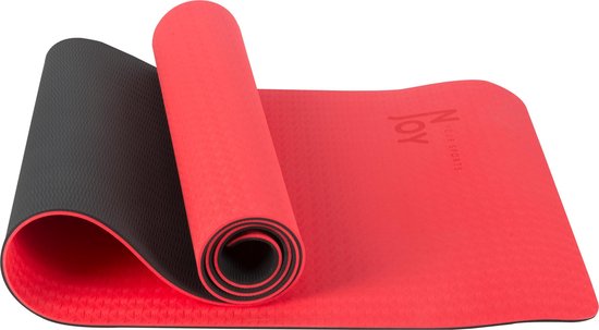 Njoy Your Sports Sportmat - Yogamat - Fitnessmat - Fitness - Antislip - Rood - Zwart - 183x61x0.6cm van Njoy
