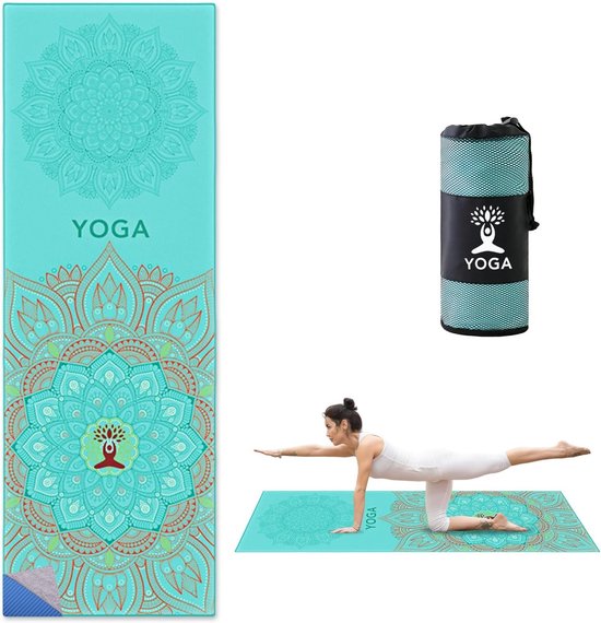 Non-Slip Yoga Handdoek 185 x 63 cm, Sneldrogend en Zacht, Ideaal voor Yoga, Pilates en Reizen