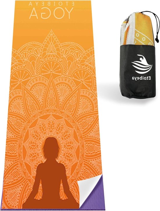 Non-slip Yoga Handdoek voor Pilates en Hot Yoga - Sneldrogende Yoga Dekentje met Opbergtas voor Buitenactiviteiten en Yoga Sessies van Merkloos